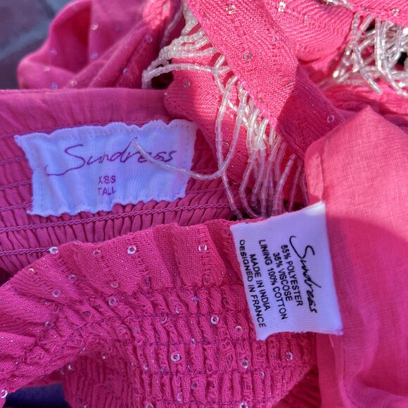 NWT Sundress Jade Long Dress Sequin Smocked Midi Maxi Fringe Size XS Small - Picture 5 of 9